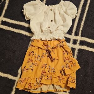 Kids Floral Yellow and White Matching Set